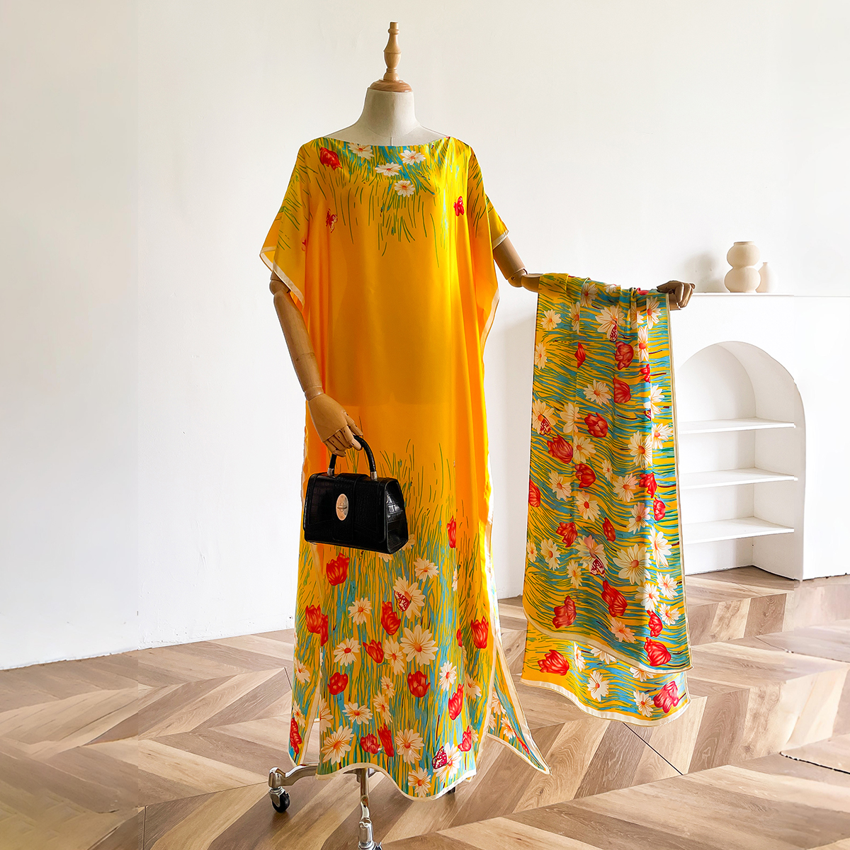 Robe africaine à manches courtes pour femmes, nouvelle mode africaine, motif coloré, dubaï, été, soie véritable, impression douce, ample, Tradition musulmane, 2025