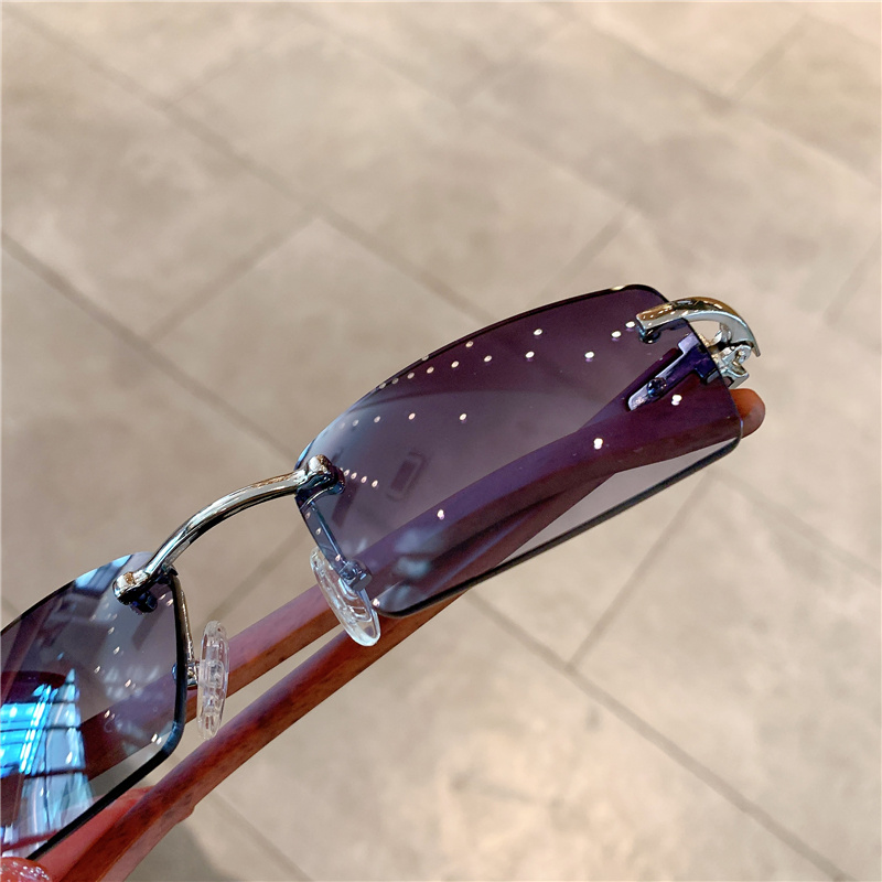 Lunettes de soleil sans monture pour hommes et femmes, en bois, de marque de luxe, rétro, à la mode, UV400, pour voyage et extérieur