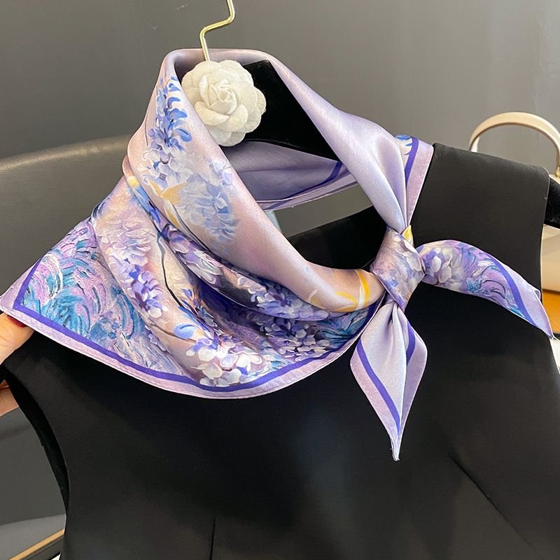 InjNeck-Écharpe carrée pour femme, foulard pour femme, joli imprimé Harvey, ruban de sac, bandeau, foulard, 100% réel, nature