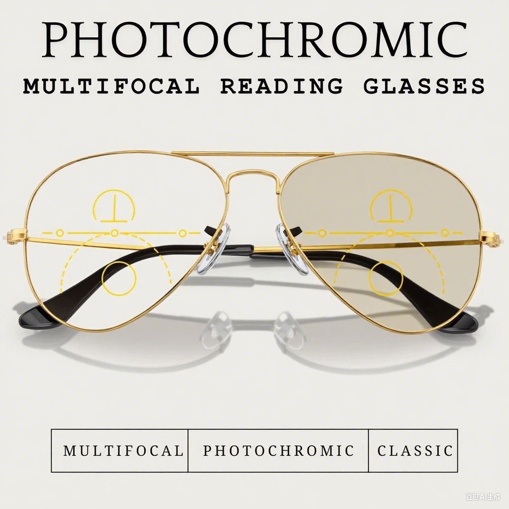 Lunettes de soleil photochromiques lunettes de lecture multifocales pour hommes en plein air classique pilote fini progressif vue de loin lunettes de soleil