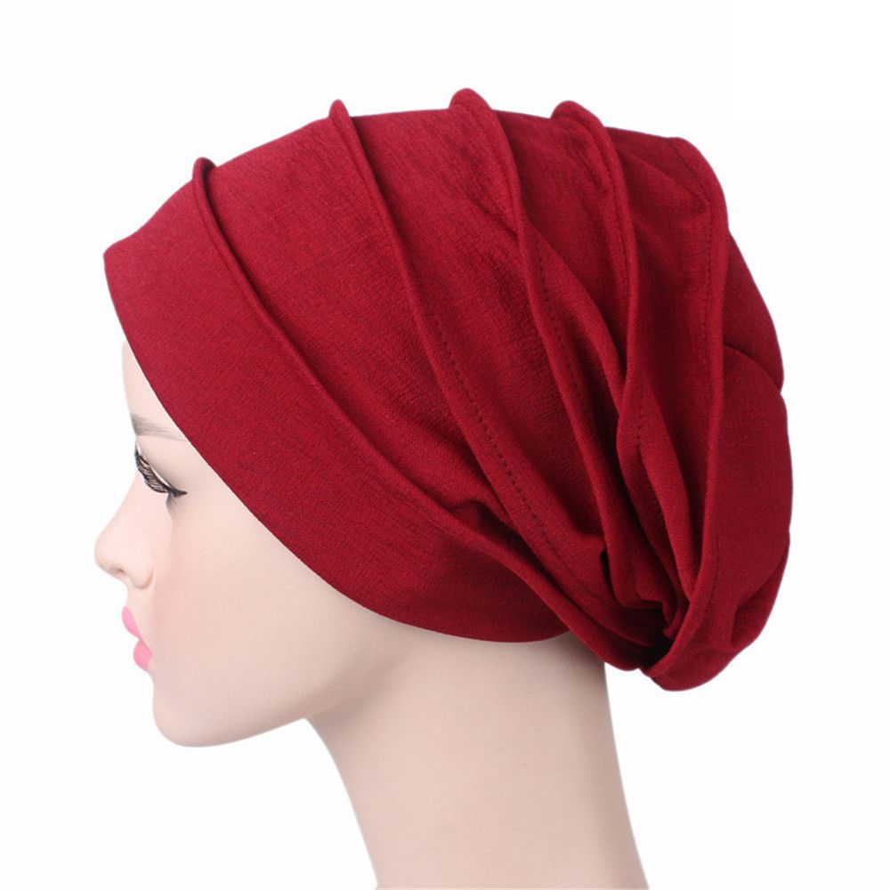 Turban élastique en coton doux pour femme, bonnet, hijabs musulmans, chapeau de chimio rond