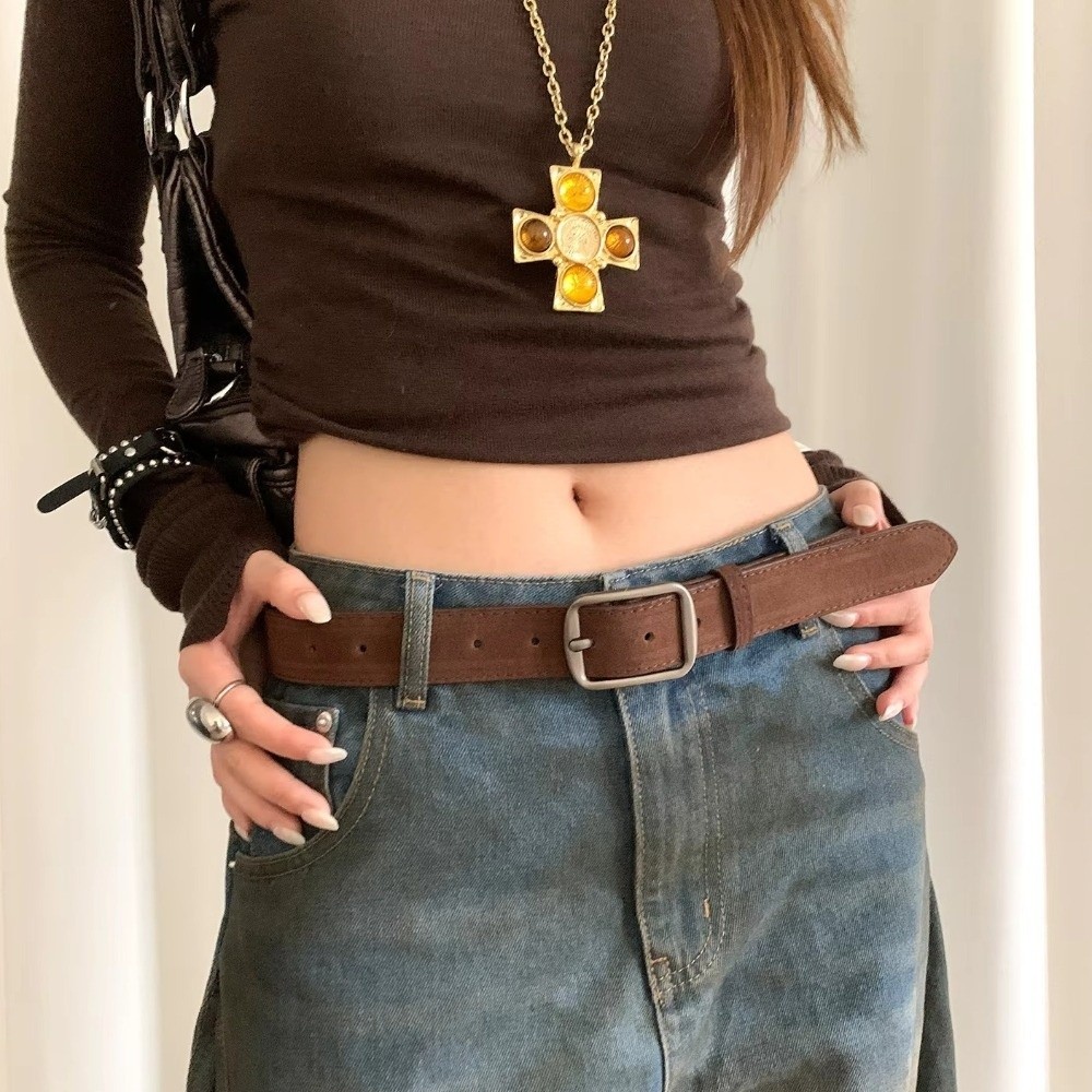 Nouvelle ceinture en velours marron de haute qualité, portable, durable et tendance pour femme, ceinture décorative pour robe
