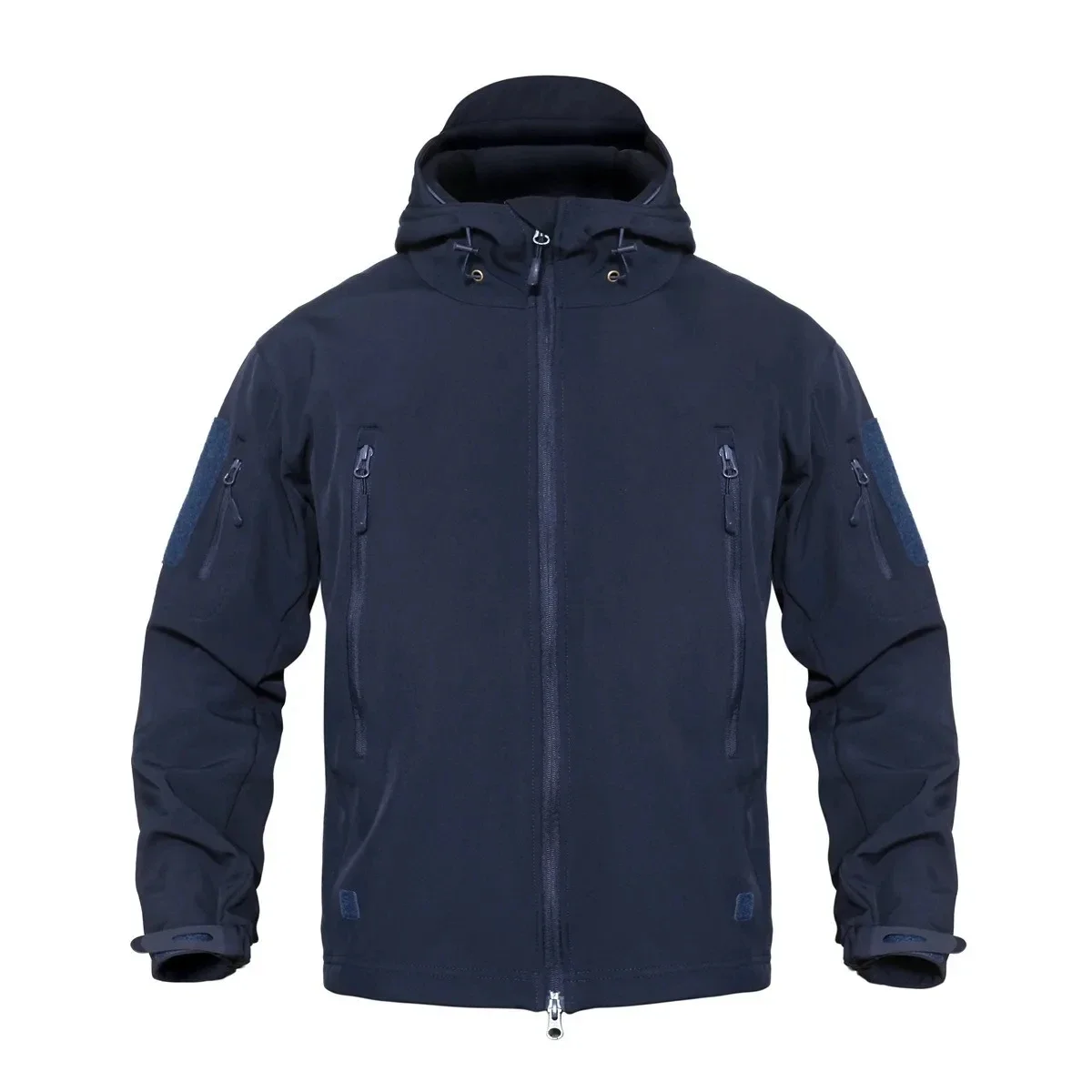 Veste d'extérieur à coque souple bleu marine pour hommes, manteau tactique militaire imperméable, coupe-vent et pantalon à capuche en polaire chaude pour l'hiver