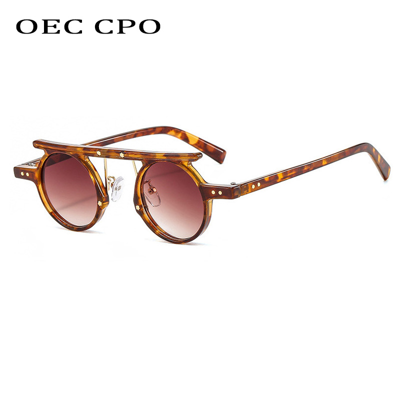 Petites lunettes de soleil rondes Punk pour femmes et hommes, verres océan gris clair, multicolores, luxe, Rivets, nouvelle collection