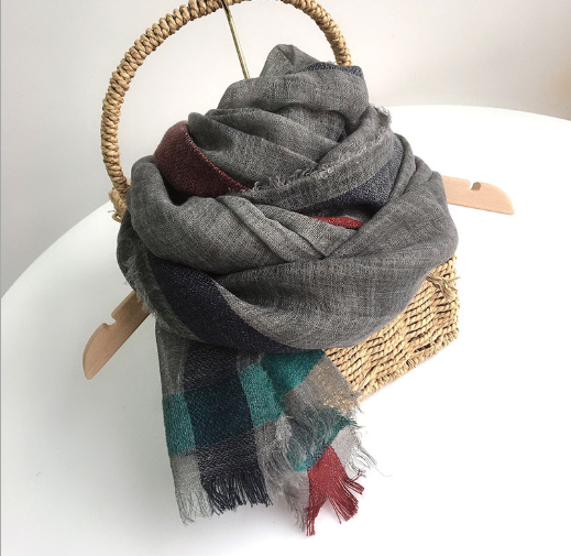 Écharpe fine en laine gris foncé pour femme, châle chaud et allongé, nouvelle mode automne et hiver
