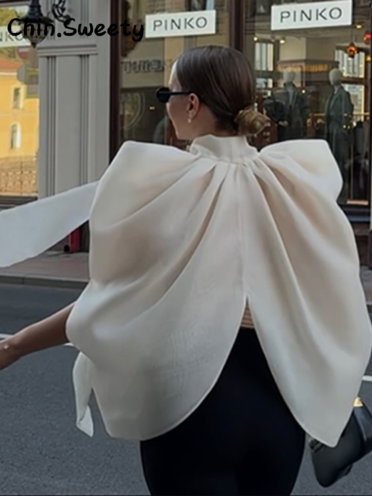 Nouvelle Blouse Chic pour Femme en Organza Transparent à Nœud, Col Rond, Sans Manches, Idéale pour les Fêtes et les Vacances, Collection Été 2026