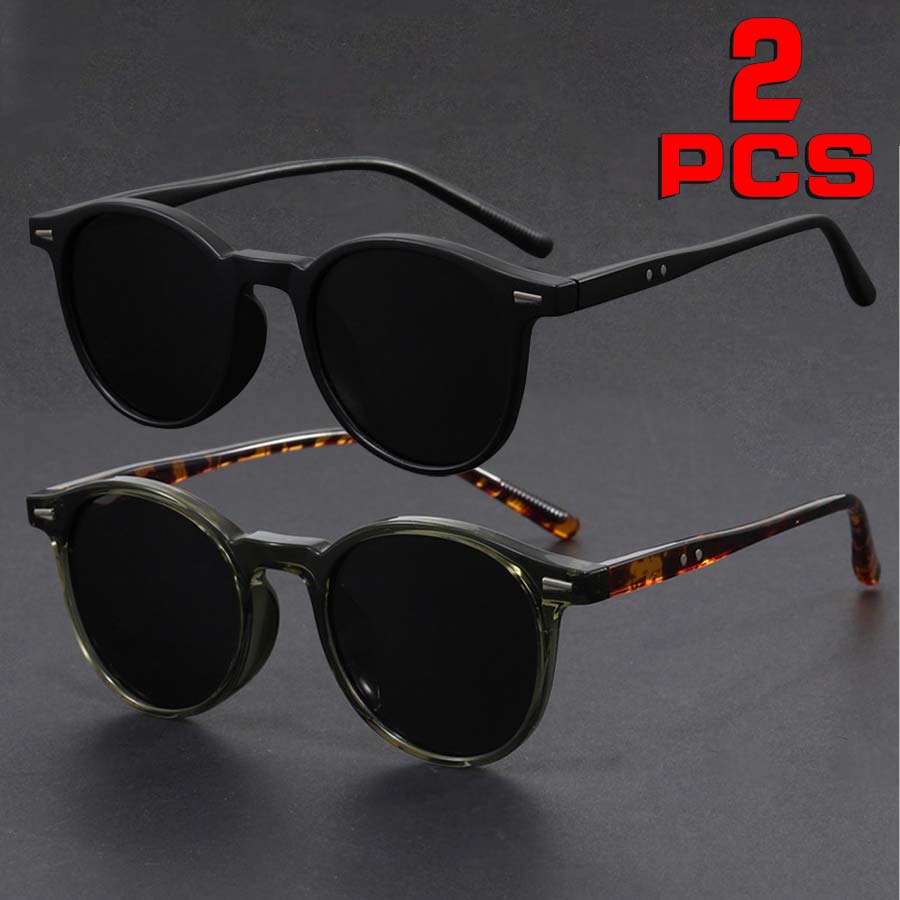 2 paires de lunettes à monture ronde tendance, unisexes - idéales pour la photographie de rue, les festivals de musique, les concerts, pour petits visages