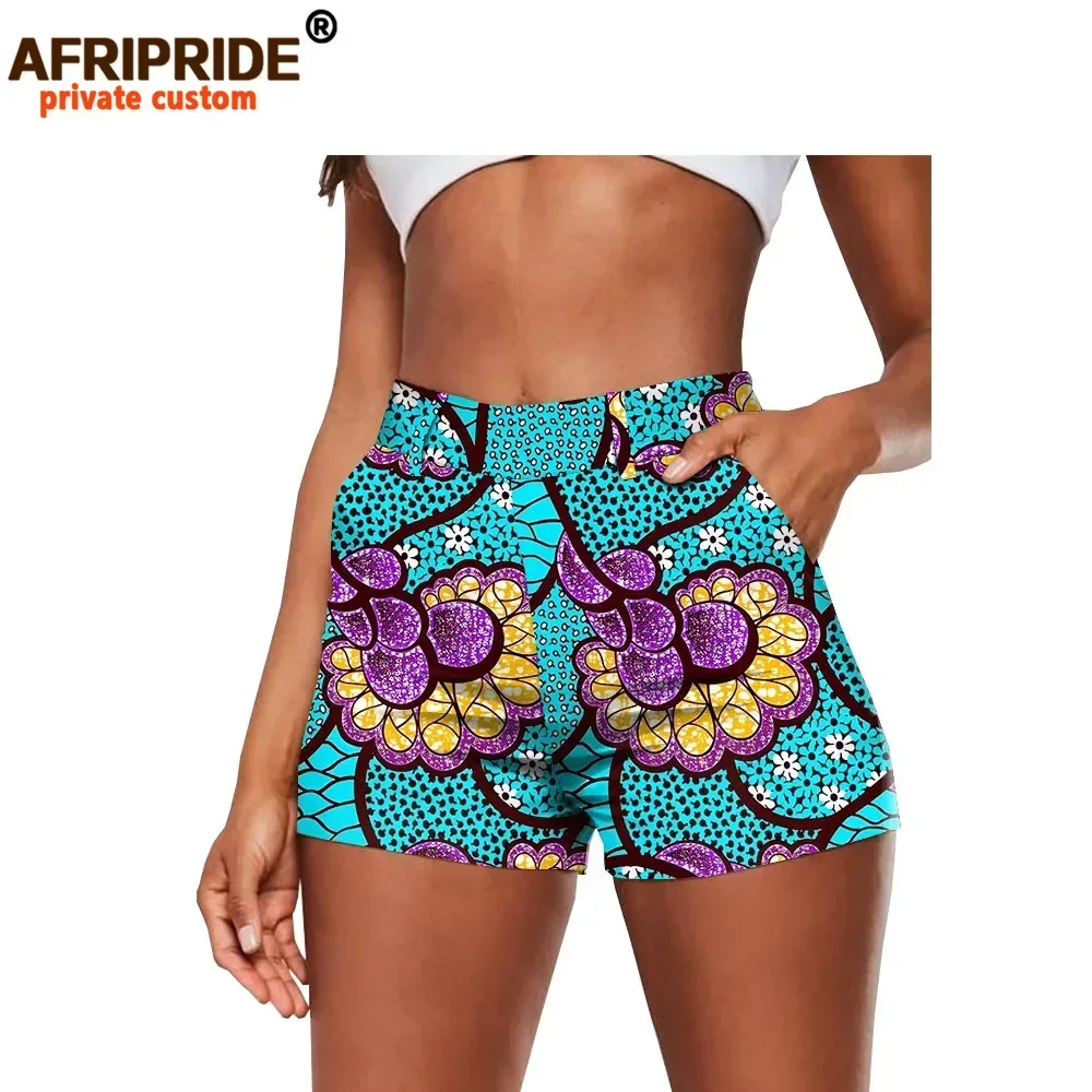 Shorts imprimés africains, mode d'été, décontractés, sexy, en coton, grande taille, coupe ajustée, taille haute, Ankara Dashiki AFRIPRIDE A2021002