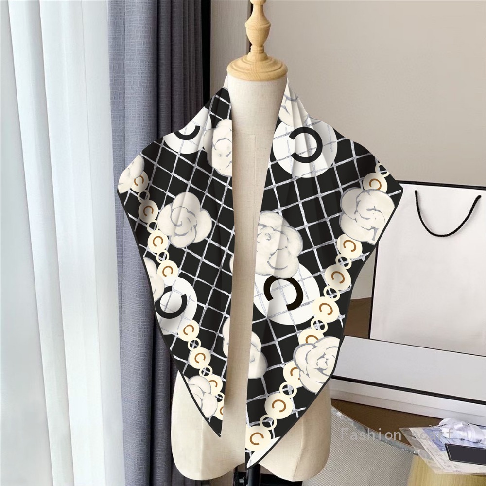 Français 90cm Plaid Rose sergé soie femmes voyage crème solaire châle grand carré écharpe foulard foulard foulards pour les femmes de luxe