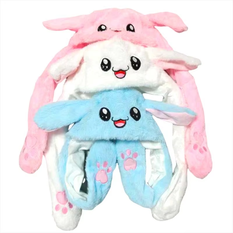 Chapeau en peluche lapin mignon avec oreilles mobiles, casquette amusante en forme de lapin aux oreilles sauteuses, accessoire de tête pour fête d'Halloween et cosplay pour adulte