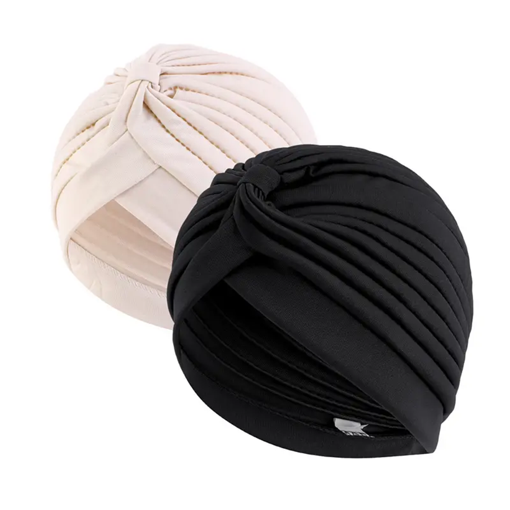Lot de 2 turbans plissés pour femme, bonnets doux et extensibles pour la perte de cheveux (thérapie chimio), foulards hijab musulmans, couvre-chefs quotidiens tendance