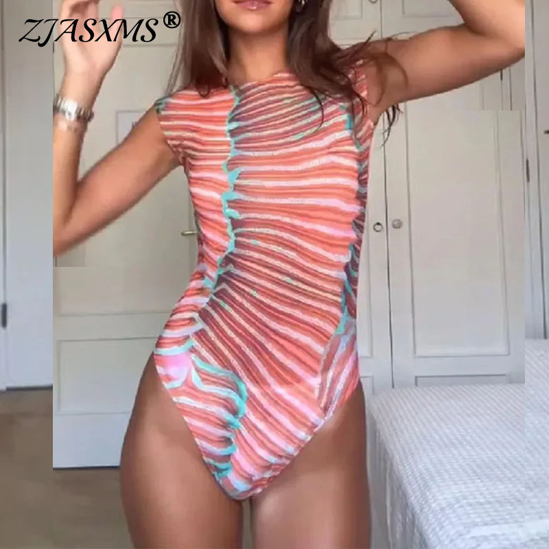 Maillot de bain pour femme, ensemble 2 pièces transparent, imprimé saumon, Slim, Bikini, body d'été sans manches, jupe longue trapèze