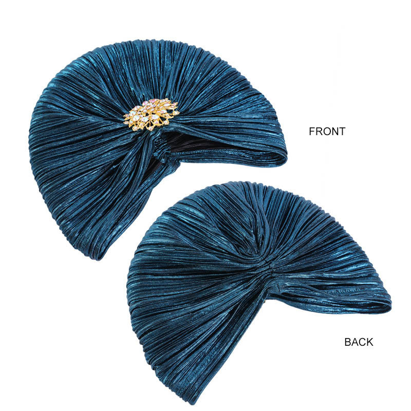 Mode plissée dames diamant bijou Turban chapeau femmes chimio Bandana Hijab casquette indienne ethnique Turbante chapeau dames cheveux accessoires