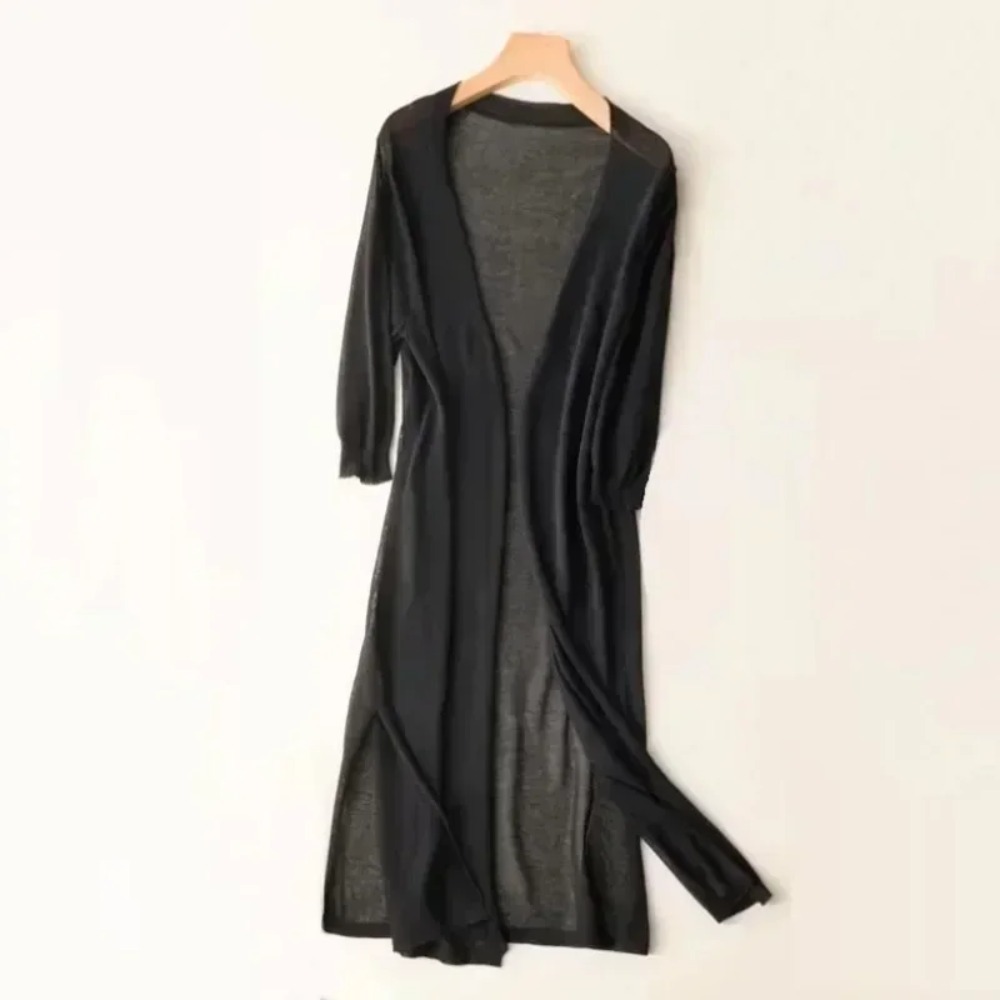 Cardigan long décontracté pour femmes, style coréen, protection solaire, doux, confortable, uni, taille unique, ample et léger