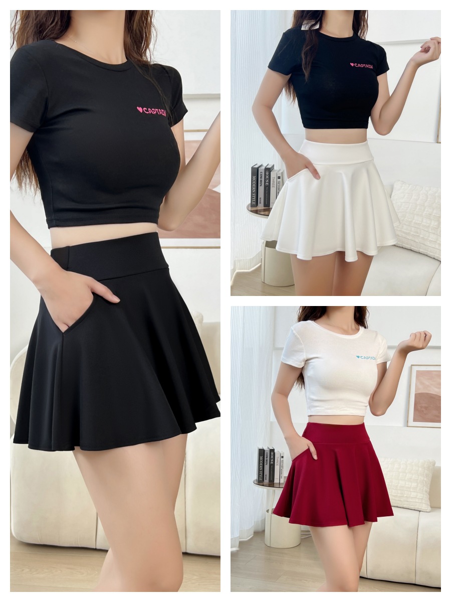 Jupe basique d'été pour femmes, fonction poches, short doublé, uniforme de danseuse de Style féminin, Mini jupe plissée élastique, grande taille