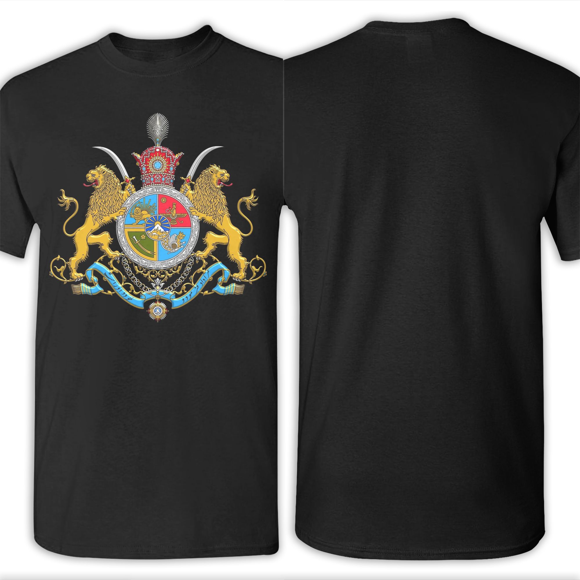 T-shirt pour hommes avec emblème impérial iranien de la dynastie Pahlavi, t-shirt vintage en coton, col rond, manches courtes