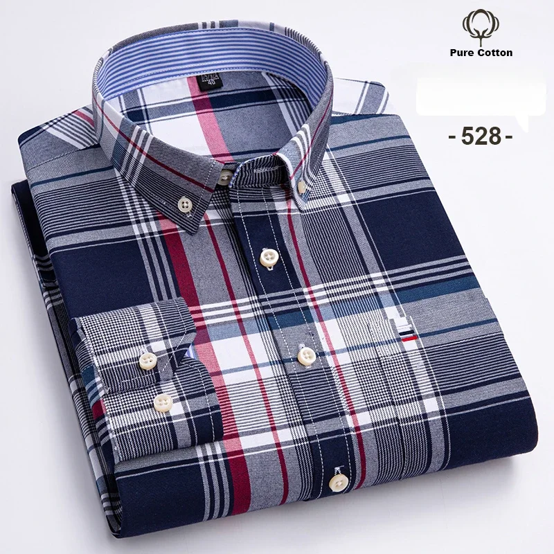 Chemises à manches longues surdimensionnées 7XL pour hommes, 100% coton Oxford, coupe ajustée, chemise unie, douce, décontractée, élégante, vêtements de créateur
