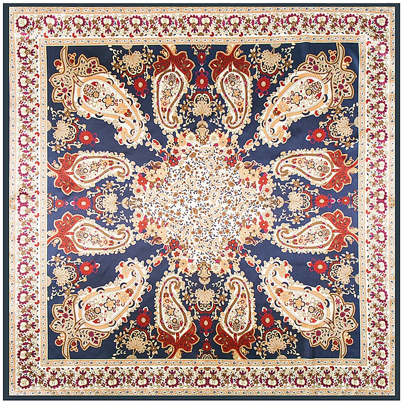 Injplanchers ves-Foulard de Tête en Satin Doux pour Femme, Châle Carré, Hijab, Asakusa, Mars, Paisley Floral, 90-90cm, Vente en Gros
