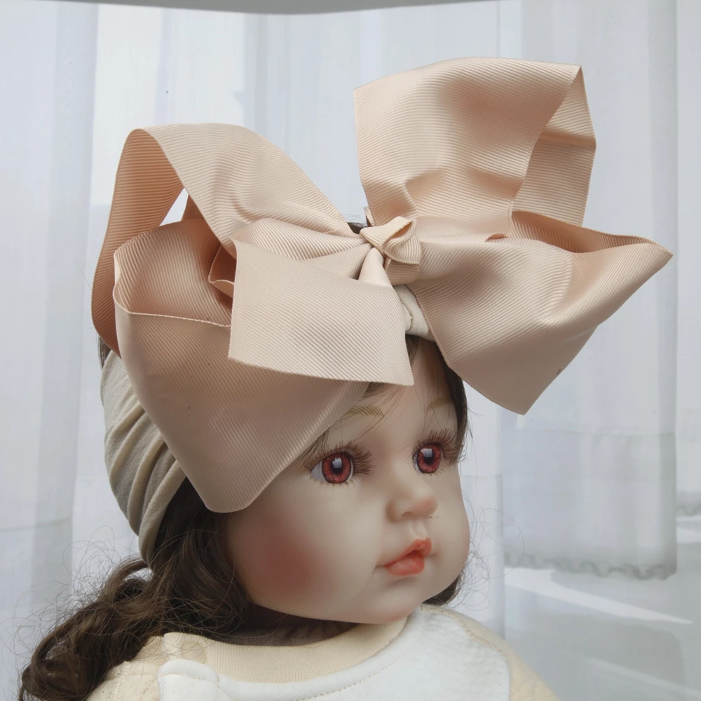Bandeaux en nylon de 8 pouces avec nœuds pour bébés filles, bandeaux doux en forme de nœud, turbans, accessoires pour cheveux de bébé, couvre-chefs pour enfants