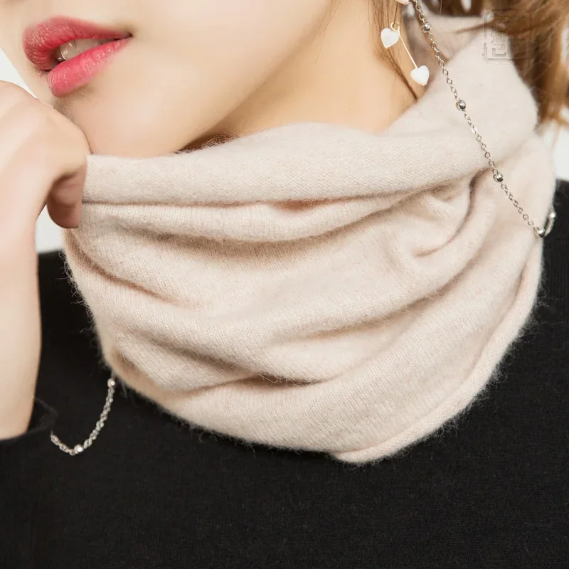 Femmes Tube écharpe laine cou anneau hommes cou plus chaud lapin cheveux capot cheminée écharpe lapin cachemire doux tricot accessoires unisexe