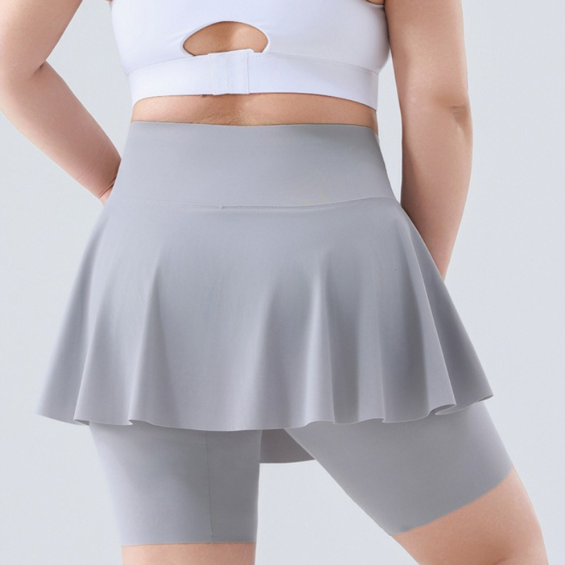 Jupes-shorts de Yoga grande taille pour femmes, jupe deux pièces taille haute avec poches, short intégré pour les vêtements de station d'entraînement de Tennis