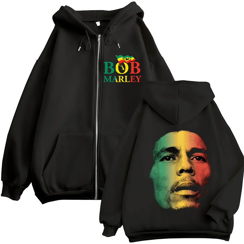 Rappeur Bob Marley Album 2025 sweat à capuche zippé hommes Hip Hop Fans pull zippé sweat homme ample mode manteaux vêtements à capuche