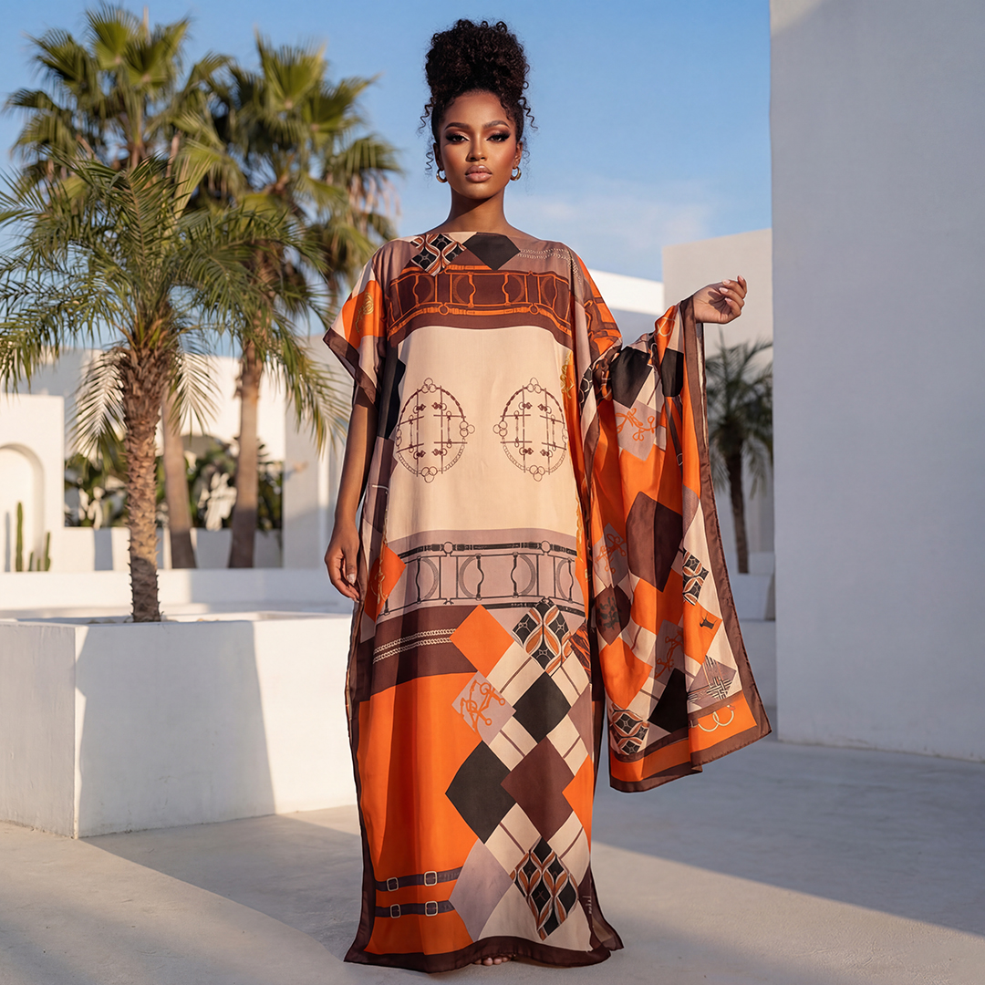 Châle long pour femme, style Dubaï, design MUMU, en soie douce, accessoire de robe de plage estivale, coupe ample, Abaya africaine MOOMOO