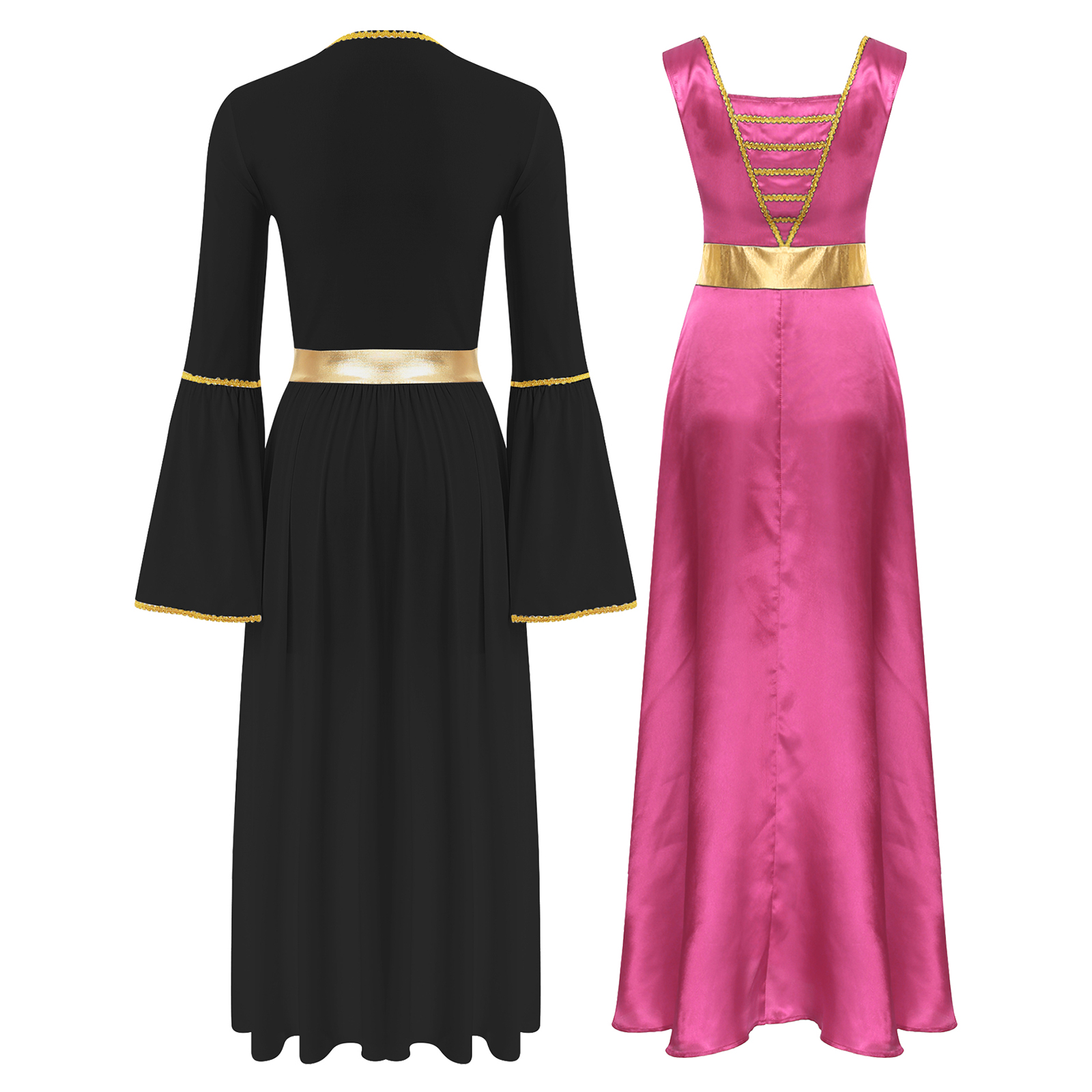 Costume de danse liturgique pour femmes, robes de spectacle de culte d'église, Robe tunique Maxi sans manches avec Robe à manches longues