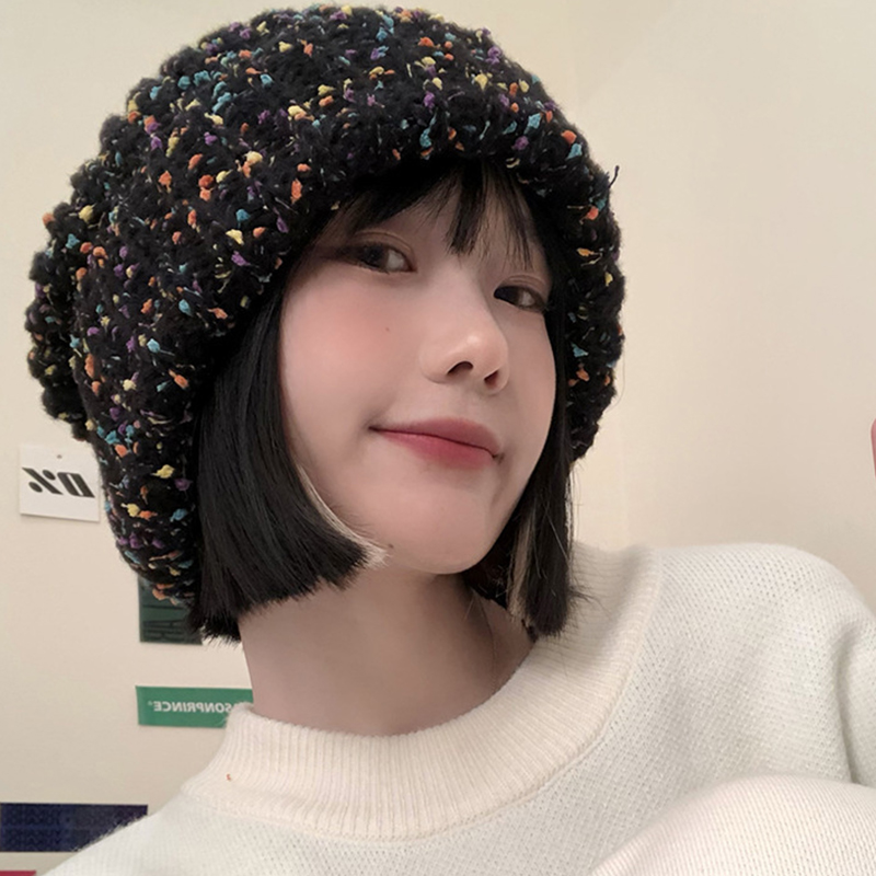 Chapeau à poils chauds d'automne et d'hiver, chapeau tricoté chaud tendance pour femmes
