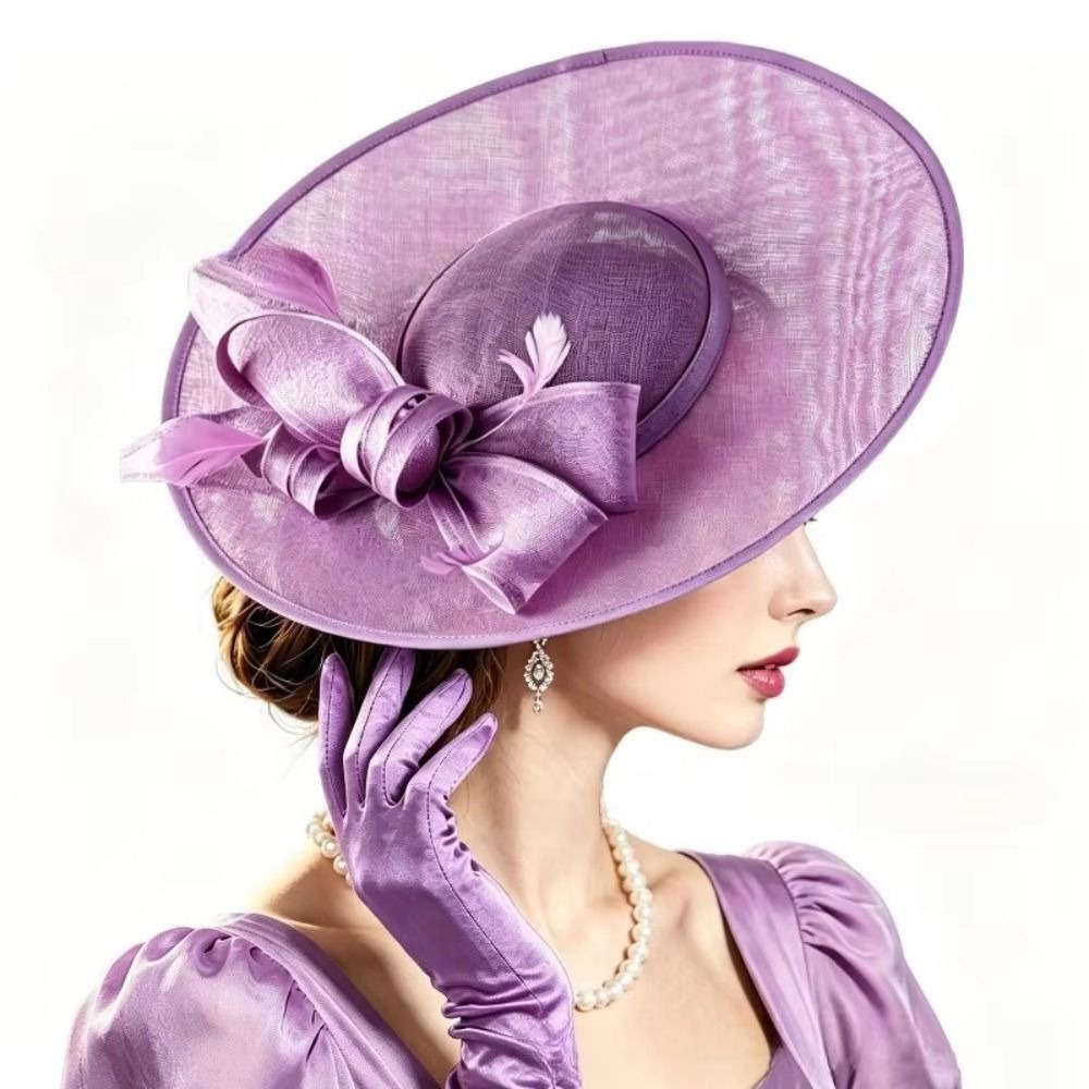 Pince à cheveux, Bandeau à nœud en maille exquis, Chapeau vintage style Kentucky à large bord de style français, Chapeau formel à fleurs, Fascinator à plumes, Spectacle de danse