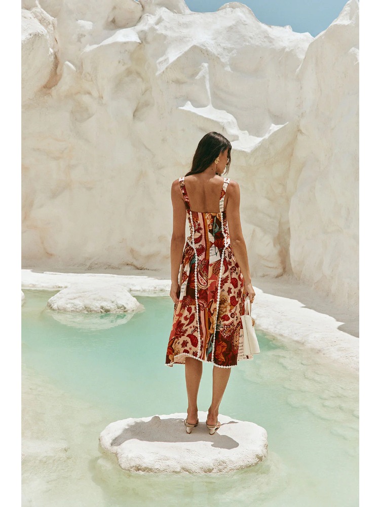 Nouvelle Robe Longue Élégante pour Femme, Modèle Été 2026, avec Bretelles Imprimées, Style Soirée, Coupe Trapèze Sexy