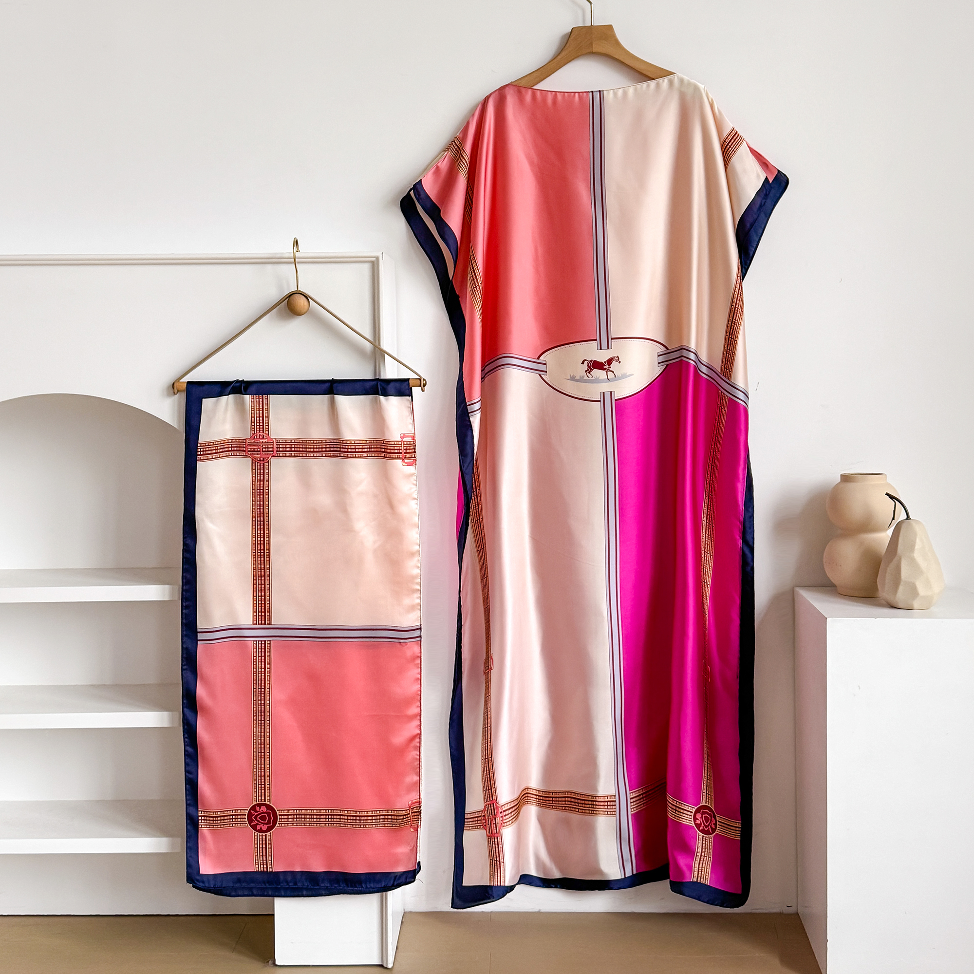 Nouvelle Robe Kaftan d'été pour Femme avec Grande Écharpe, Abaya Ample, Robe Décontractée Imprimée, Style Africain, Dubaï, Turquie