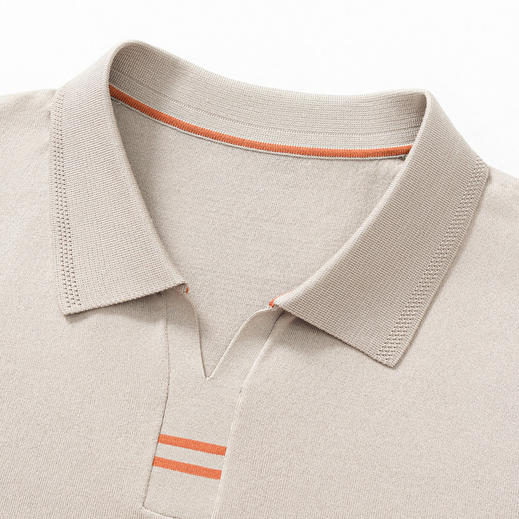 Polo tricoté respirant pour homme, manches courtes, collection Printemps-Été 2026, en Lyocell 43,9 %, soie de mûrier 2,5 %, lin 2,1 %