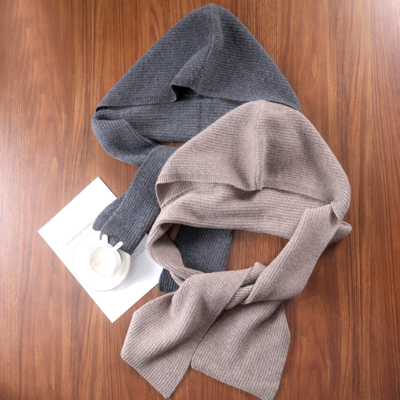 100% laine tricoté écharpe châle pour femmes hiver doux chaud mode à capuche faux col solide multifonctionnel cou plus chaud foulards