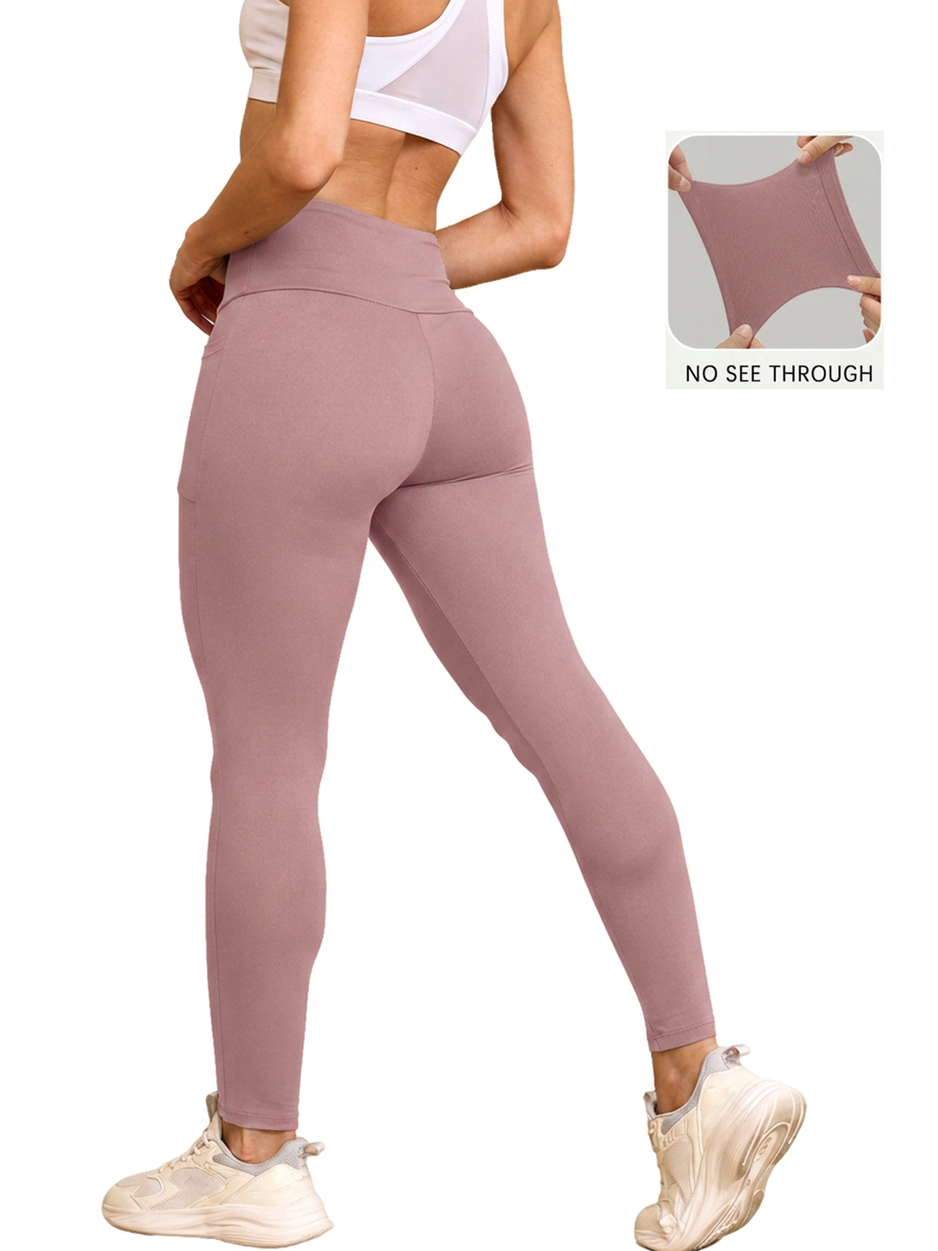 Leggings de sport super doux pour femmes avec poches, taille haute, effet ventre plat, pour entraînement, yoga, course à pied