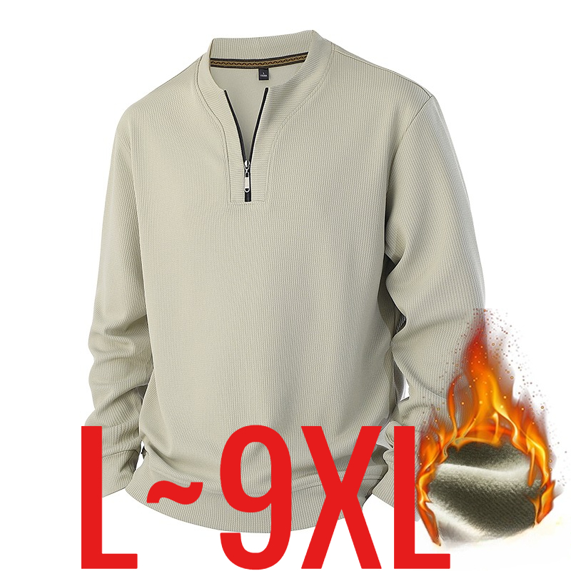 9XL nouveau dans hommes sweat demi pull zippé mâle grande taille automne hiver manches longues grand Plus polaire haut chaud de haute qualité