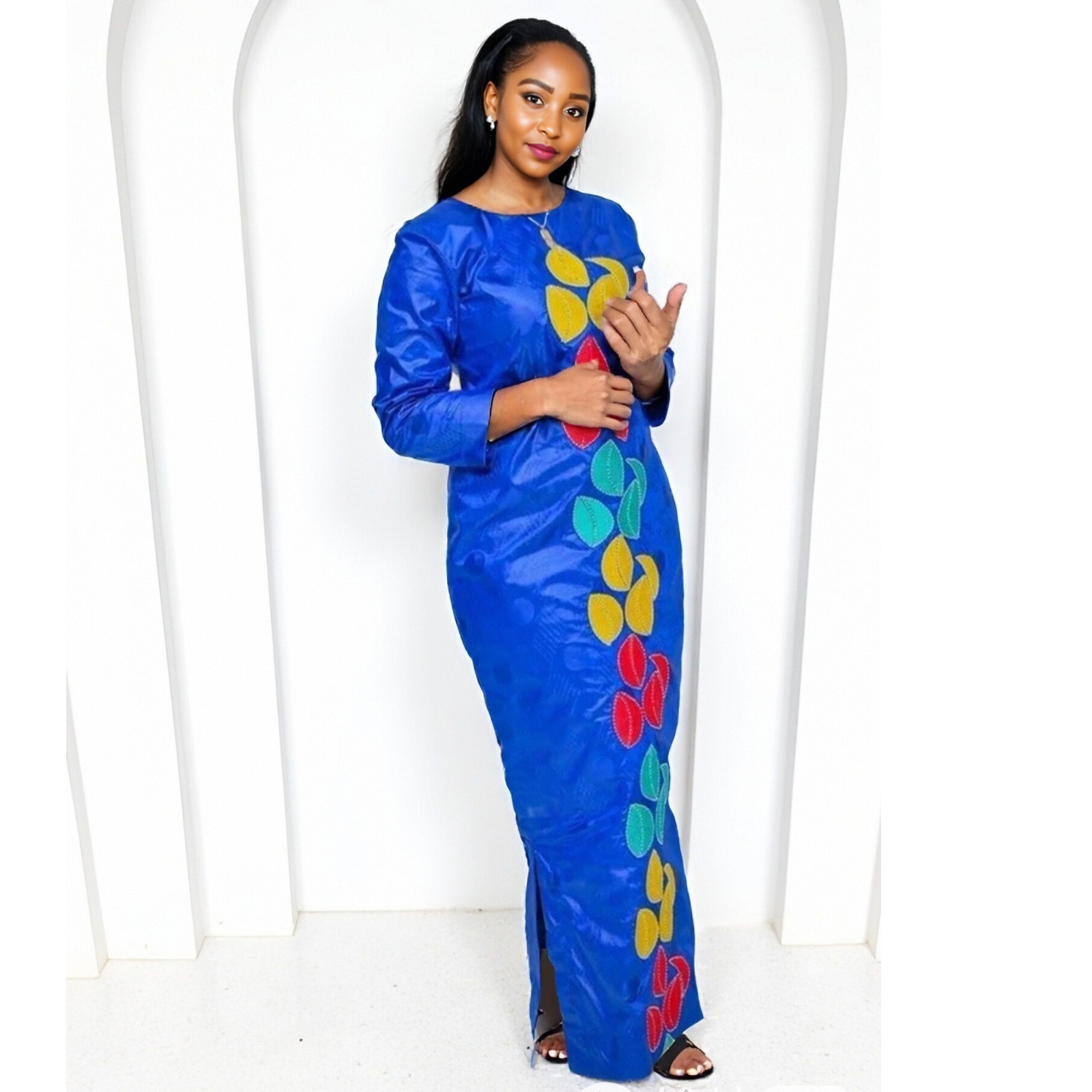 Robes africaines pour femmes, matériel Boubou de luxe, conception de broderie riche