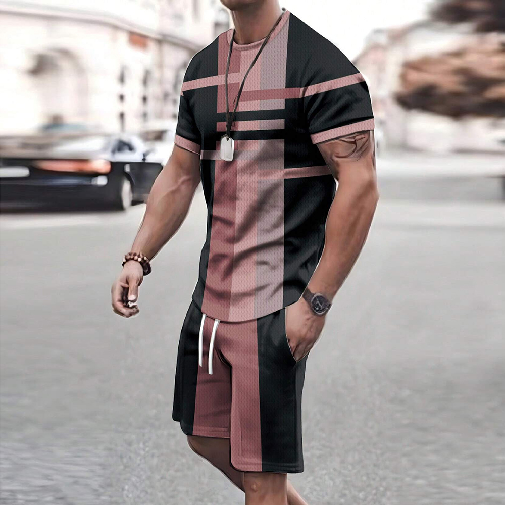 À la mode nouveaux hommes vêtements de sport à manches courtes Shorts costume t-shirt style décontracté Shorts ensembles rétro Cool respirant été deux pièces ensemble