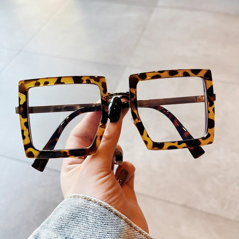 Montures de lunettes surdimensionnées pour femmes, tendance, blocage de la lumière bleue, grandes lunettes de lecture carrées pour hommes, lunettes transparentes à la mode + 1.75