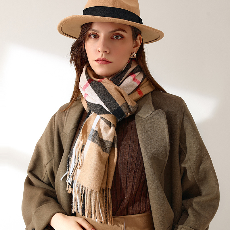 Écharpe à carreaux pour femmes, châle en cachemire, grande couverture douce et chaude, classique, vente en gros, livraison directe, automne et hiver