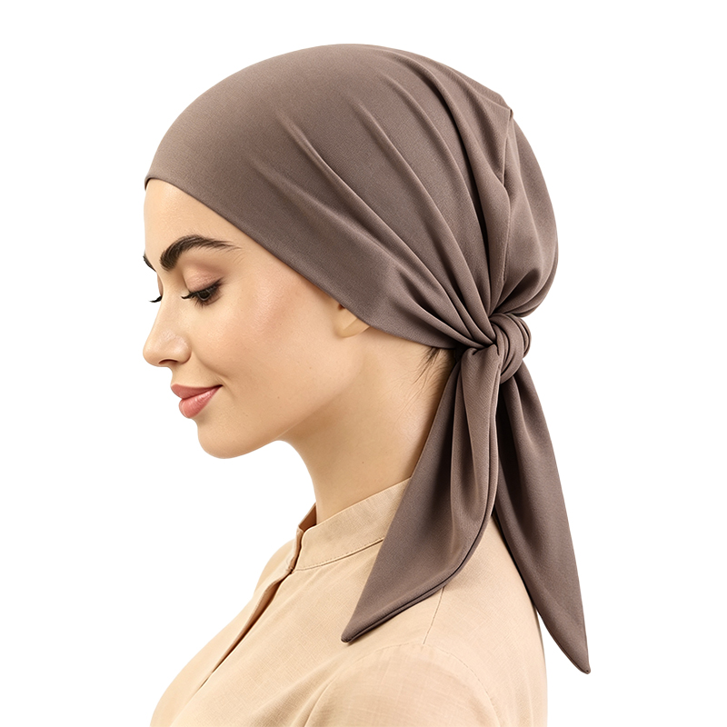 Nouveau Turban en Tissu Élastique Double Couche, Bonnet Musulman Pré-Noué, Hijab, Foulard, Bonnet Doux pour Femme, Bonnet Chimiothérapie pour Perte de Cheveux