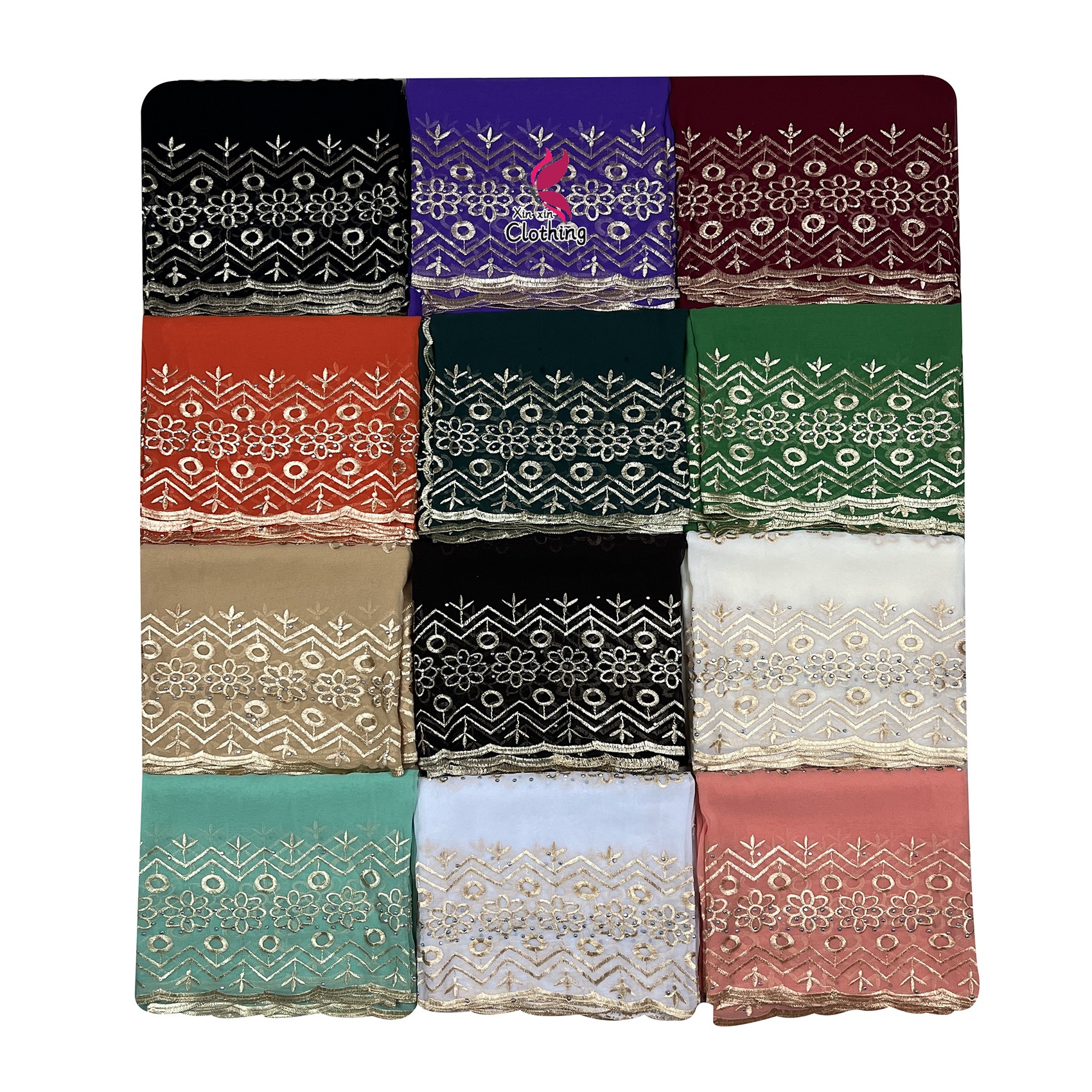 Écharpes en mousseline de soie pour femmes, hijab musulman, châles de ramadan de Dubaï, broderie de diamants, doux, africain, haute qualité, nouveau