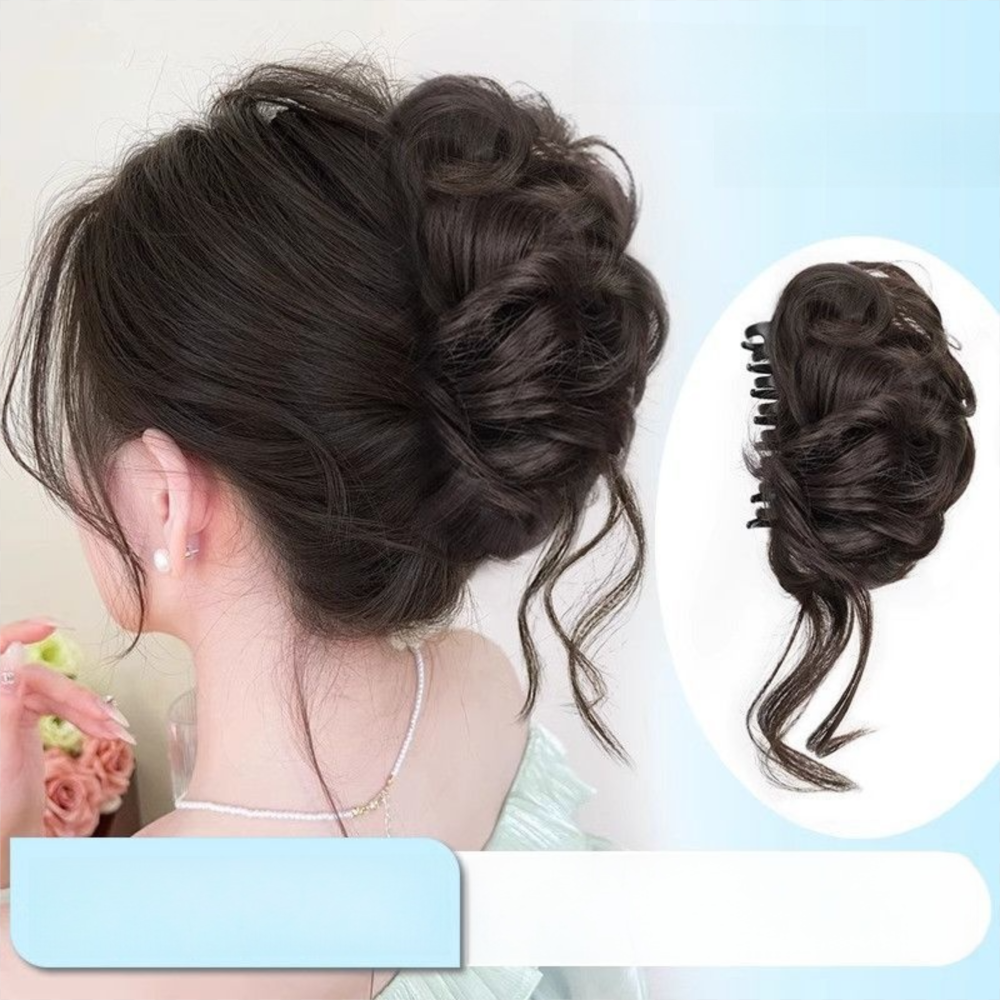 Nouveau cheveux synthétiques chignon griffe pince naturel cheveux bouclés perruque pince à cheveux moelleux brun noir chignon tête perruque accessoires de cheveux
