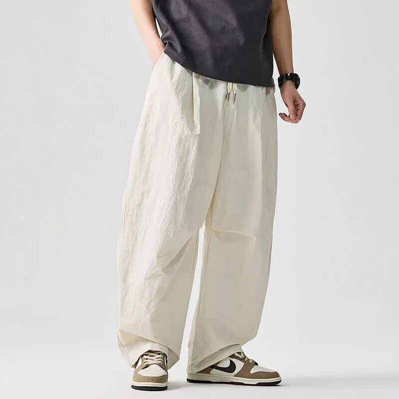 Pantalon à jambes larges pour hommes, Style japonais Harajuku, ample, décontracté, solide, confortable, taille élastique, pour la marche en plein air et la randonnée