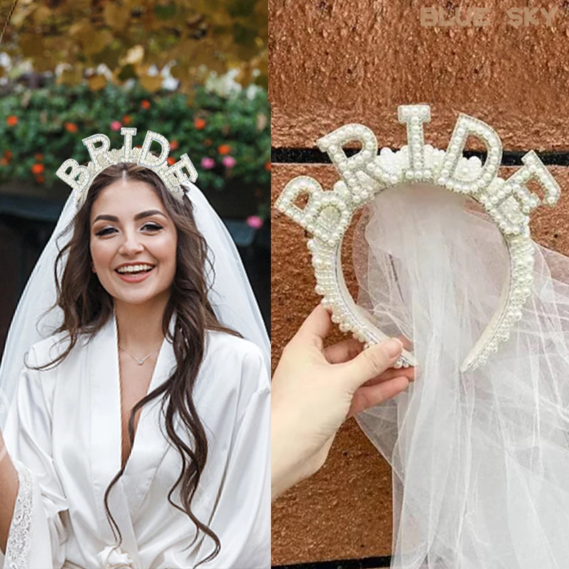 Mariée To Be, bandeau couronne avec voile, accessoires de cheveux de mariée de luxe, cadeau de décoration de dîner de fiançailles