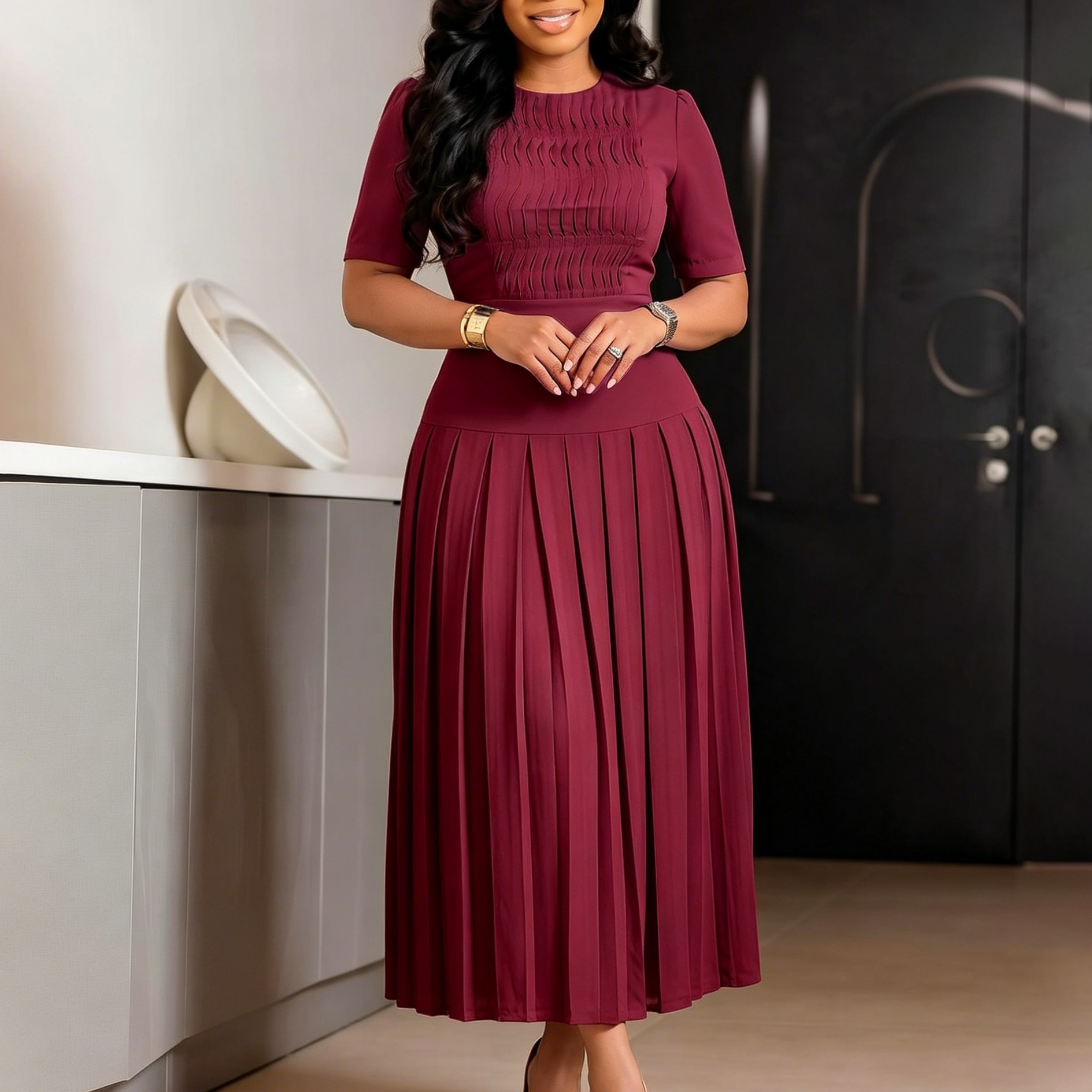 Robes africaines élégantes pour femmes 2026 Dashiki Automne Hiver Robe midi Vêtements traditionnels africains pour femmes Robes féeriques