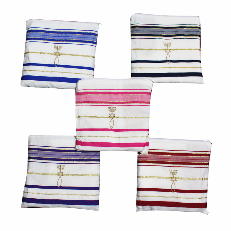 Jkrising Jedaica-Châle Éclairé avec Sac en Polyester, Écharpe de Prière, Israël, 50x180cm
