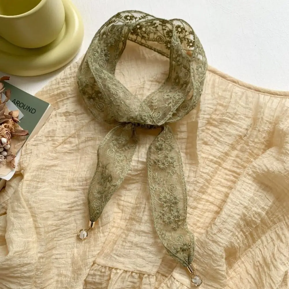 1 pièce Foulard en dentelle tendance, Ruban à cheveux, Bandeau floral ajouré, Pendentif de sac, Ceinture, Long pendentif fin pour femmes, Accessoires pour cheveux, Cadeau