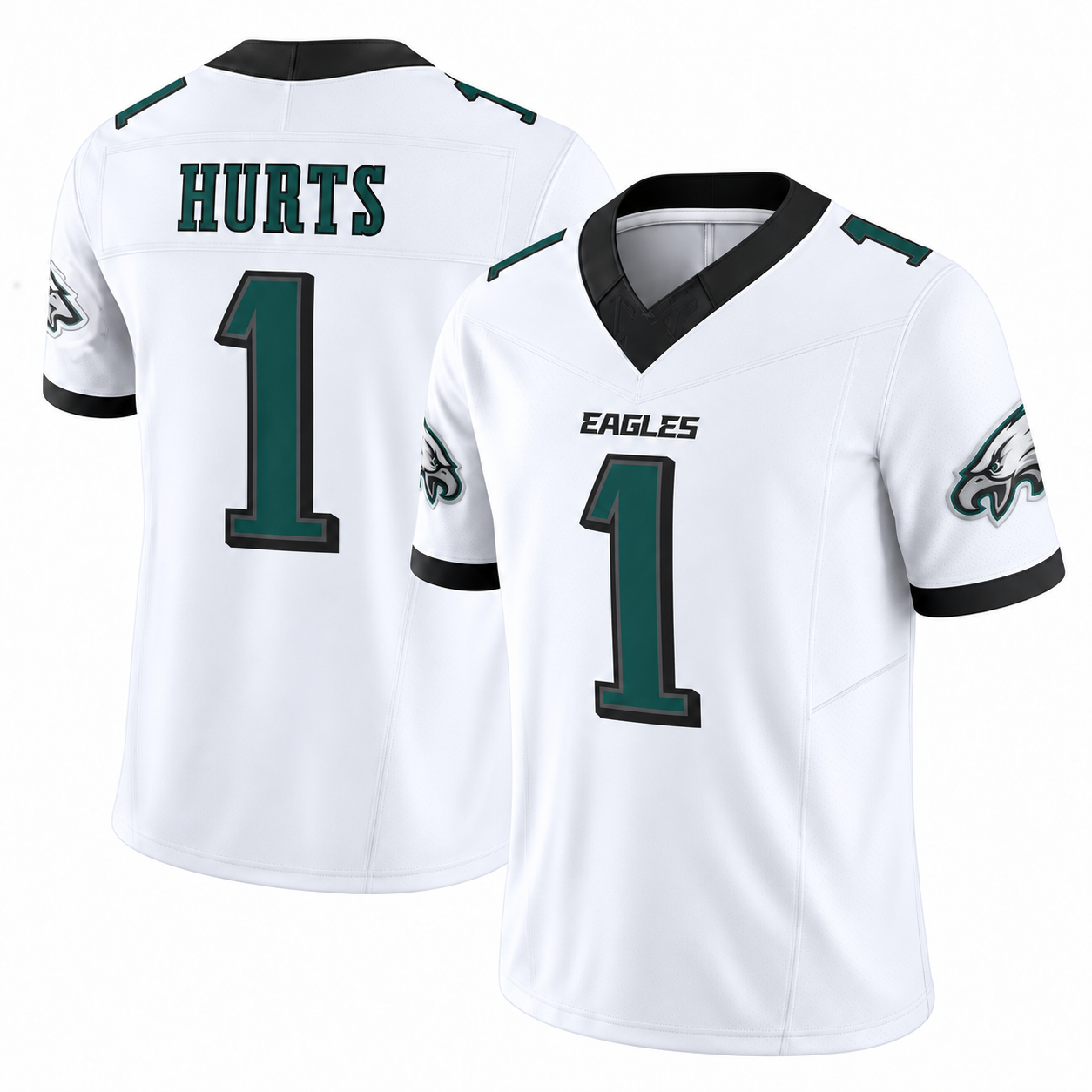 Blanc # Maillot de football américain unisexe, t-shirt à manches courtes et col en V, motif aigle, uniforme de sport, haut décontracté pour hommes et femmes, pour les fans.