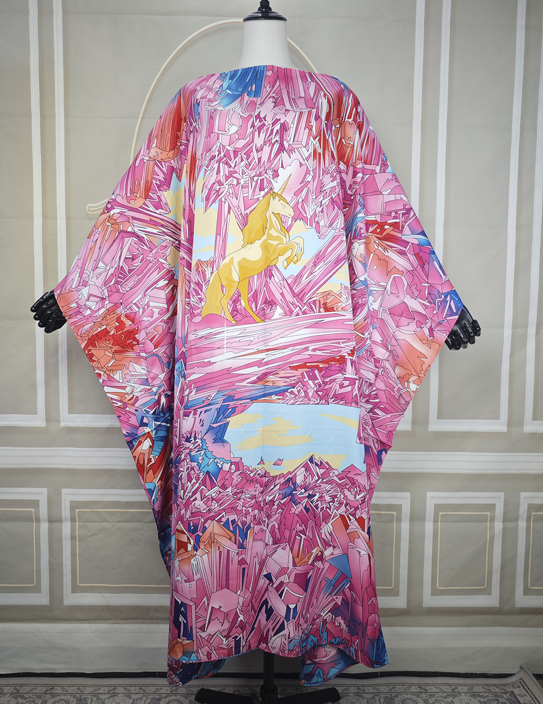 Koweït 2025 mode blogueur été sergé soie imprimé caftan robe Boho dame africaine Boho ample Abaya plage fête Caftan Boubou